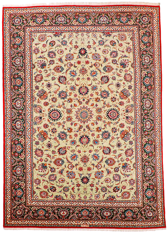 W 8.11 L 12.5 Kashan 100% Wool Handmade Geometric Design - 56763