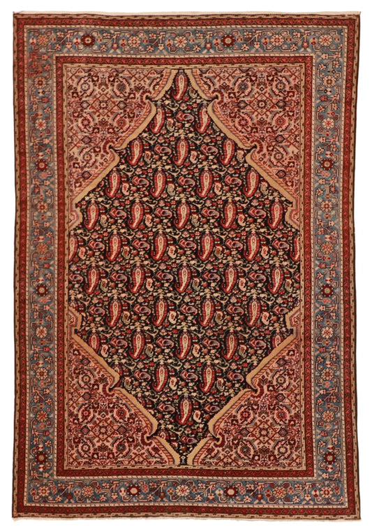 4.4 x 6.5 - Seneh Wool Traditional Rectangle - Finest Hand-Knotted Quality Wool — 56816