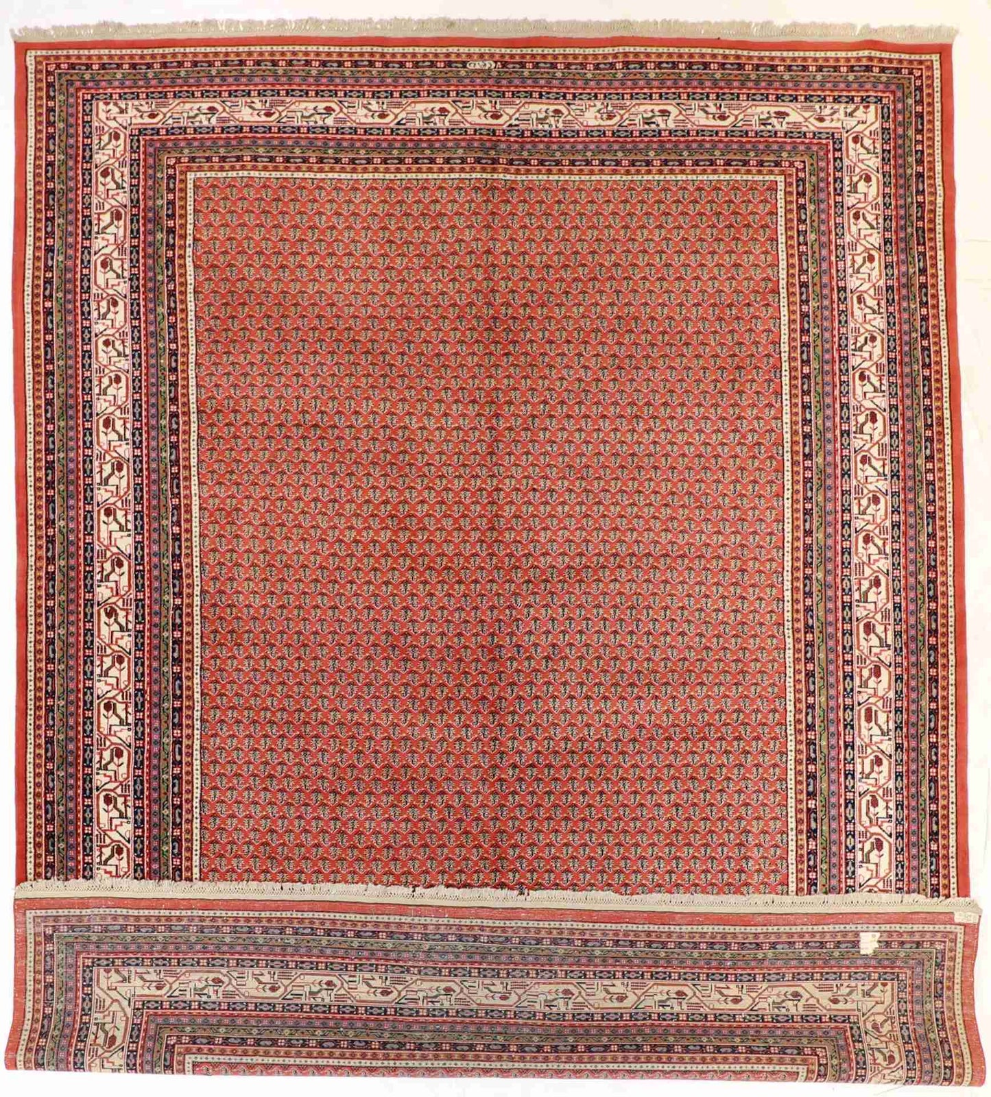 W 10.1 - L 13.1 - Botheh Fine/Wool All Over Rectangle - Finest Hand-Knotted Quality Wool - 56823