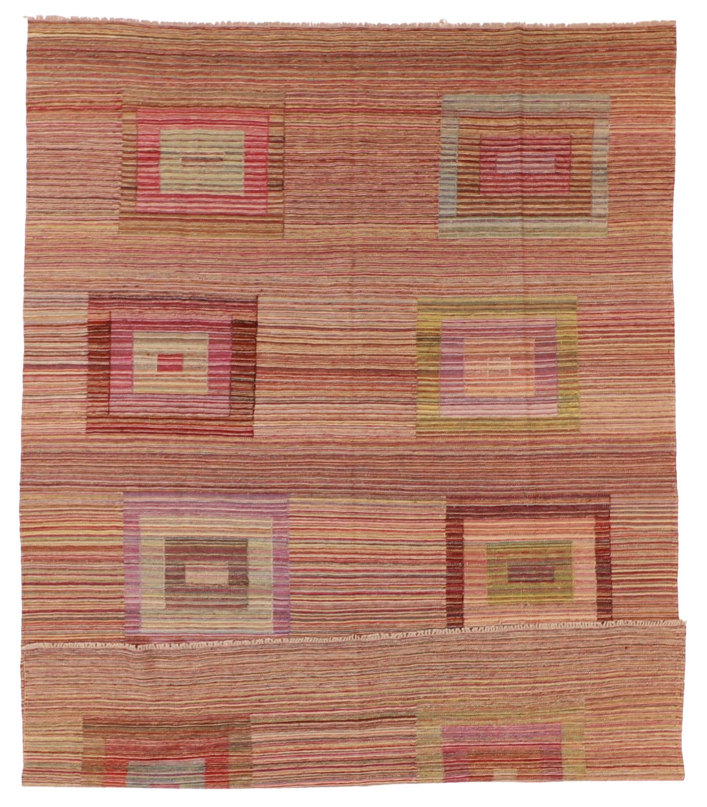 W 6.9 - L 9.5 - Kilim Fine Geometric Rectangle - Finest Hand-Made Quality Wool - 56873