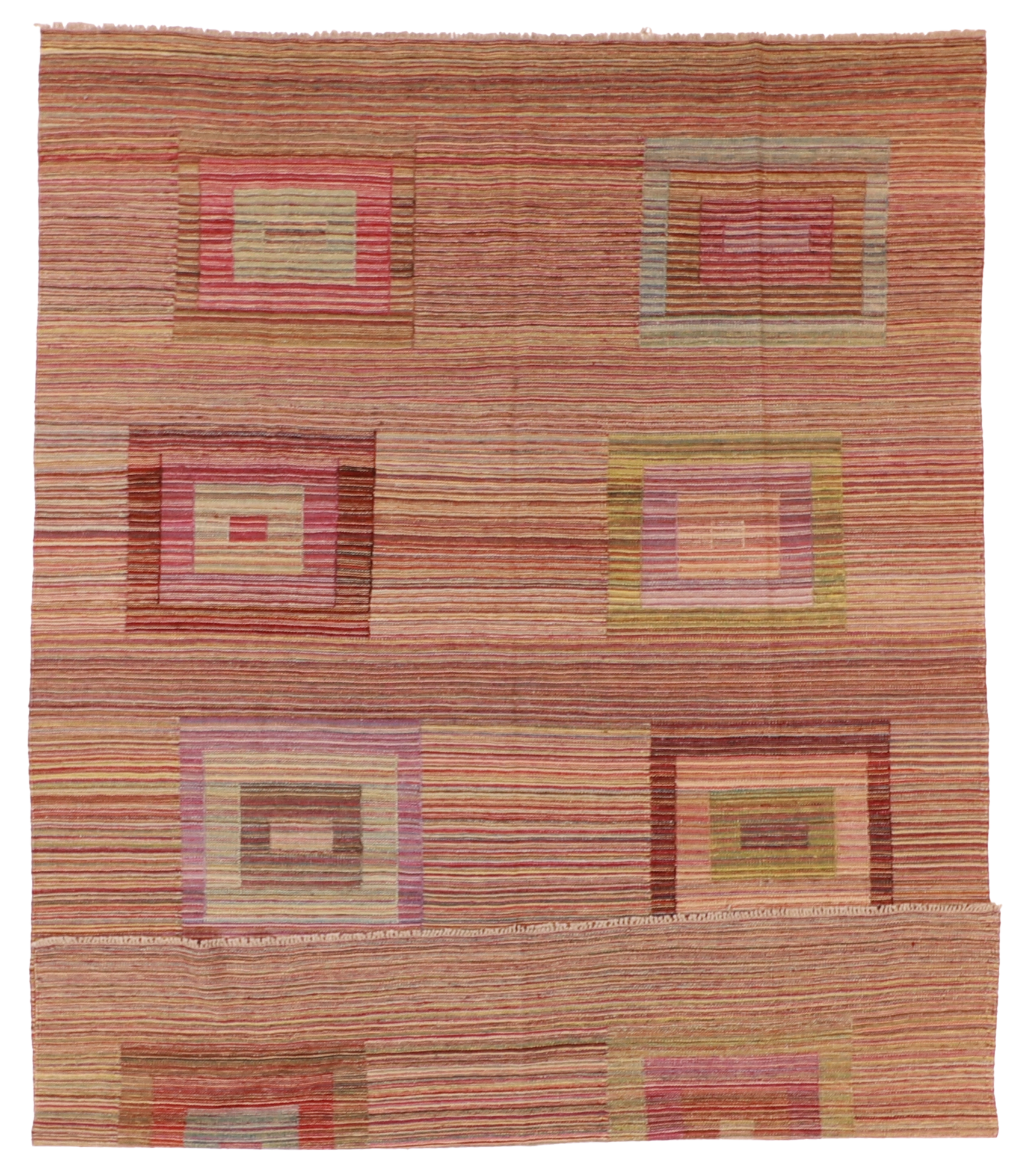 W 6.9 - L 9.5 - Kilim Fine Geometric Rectangle - Finest Hand-Made Quality Wool - 56873
