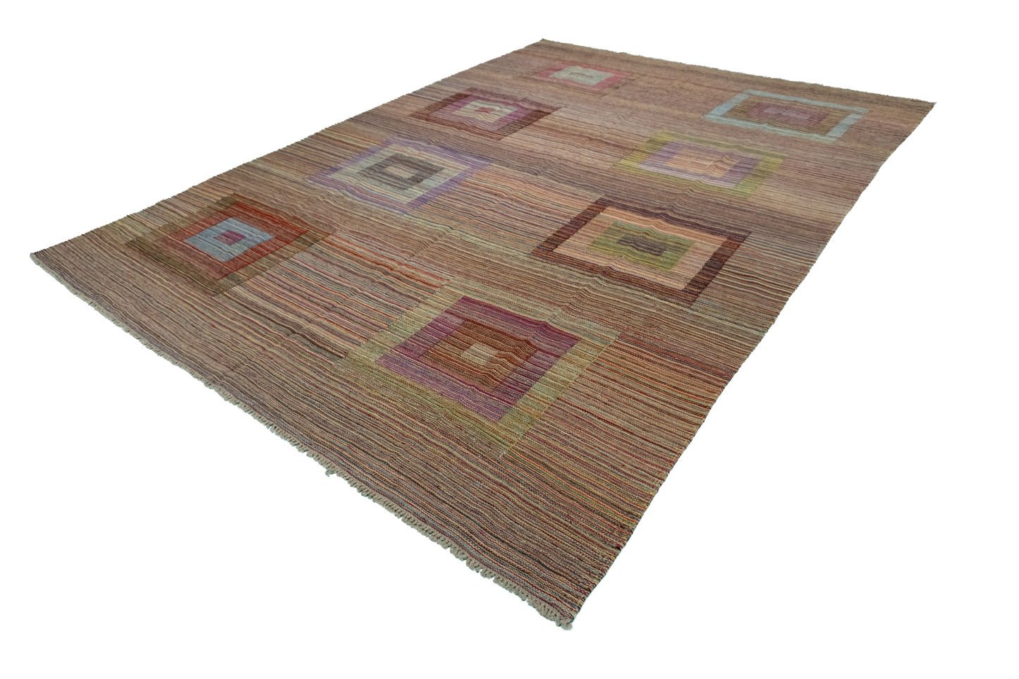 W 6.9 - L 9.5 - Kilim Fine Geometric Rectangle - Finest Hand-Made Quality Wool - 56873