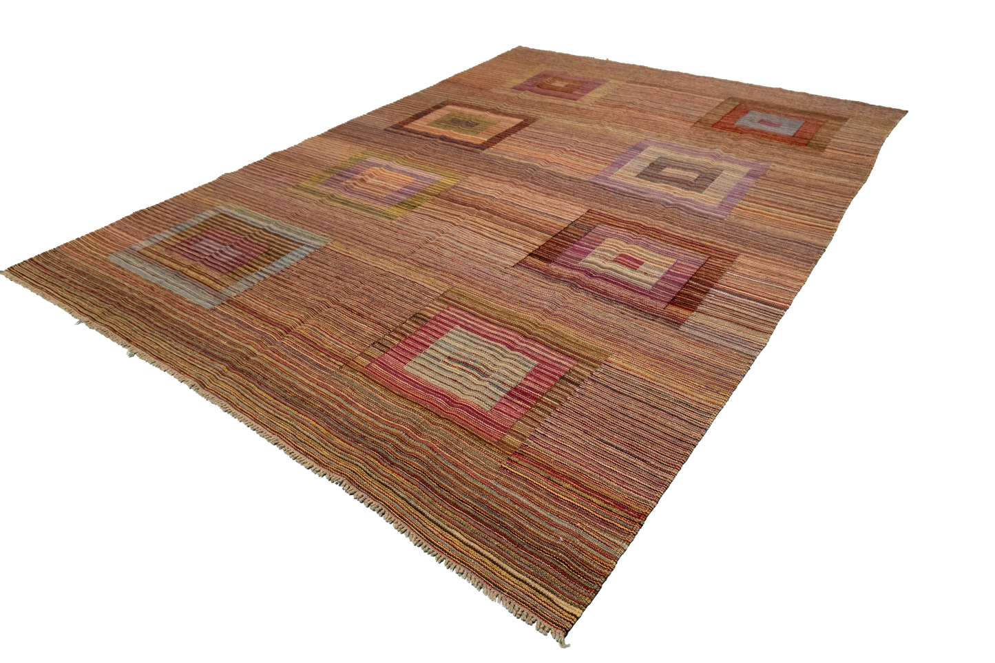 W 6.9 - L 9.5 - Kilim Fine Geometric Rectangle - Finest Hand-Made Quality Wool - 56873