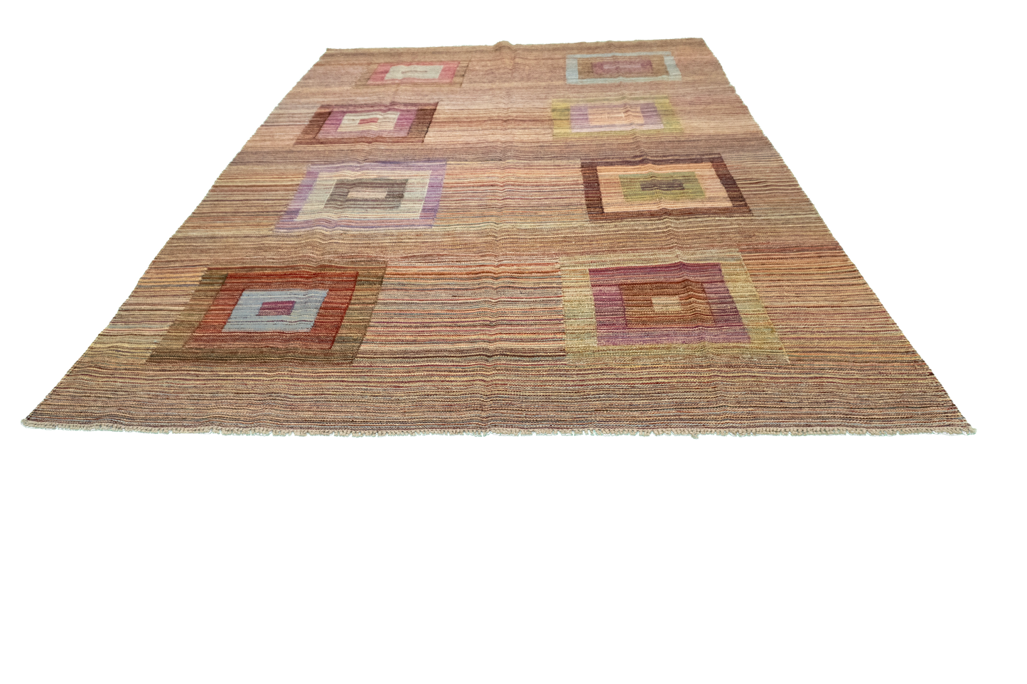 W 6.9 - L 9.5 - Kilim Fine Geometric Rectangle - Finest Hand-Made Quality Wool - 56873