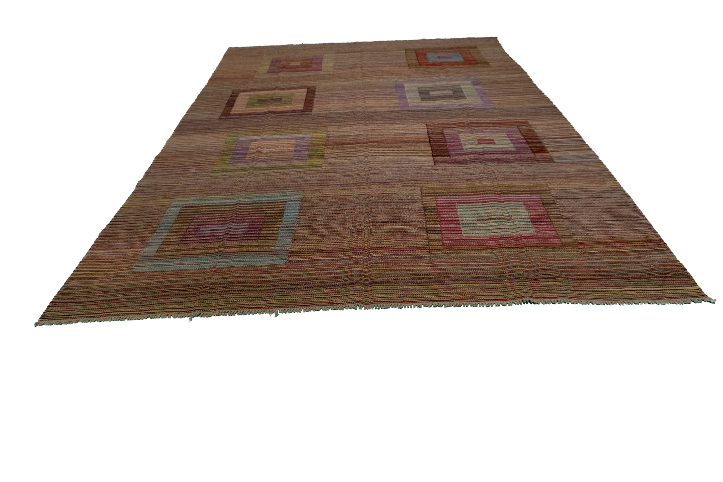 W 6.9 - L 9.5 - Kilim Fine Geometric Rectangle - Finest Hand-Made Quality Wool - 56873