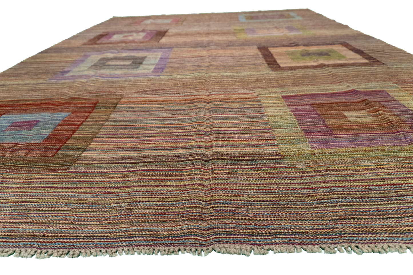 W 6.9 - L 9.5 - Kilim Fine Geometric Rectangle - Finest Hand-Made Quality Wool - 56873