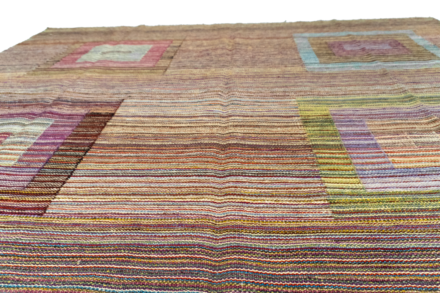 W 6.9 - L 9.5 - Kilim Fine Geometric Rectangle - Finest Hand-Made Quality Wool - 56873