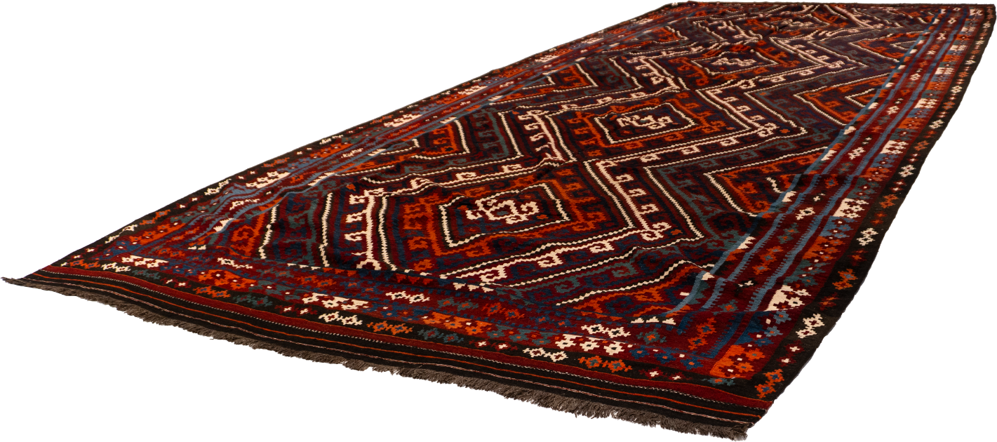 W 10 - L 23 - Kilim Fine Geometric Rectangle - Finest Hand-Made Quality Wool - 56935