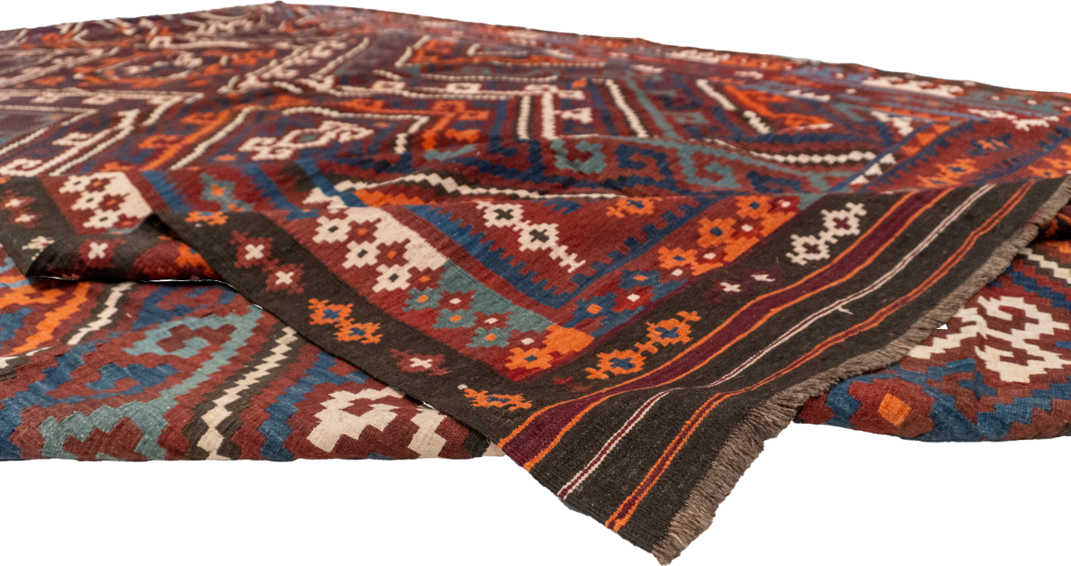 W 10 - L 23 - Kilim Fine Geometric Rectangle - Finest Hand-Made Quality Wool - 56935