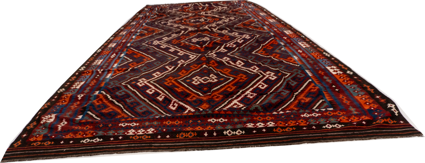 W 10 - L 23 - Kilim Fine Geometric Rectangle - Finest Hand-Made Quality Wool - 56935
