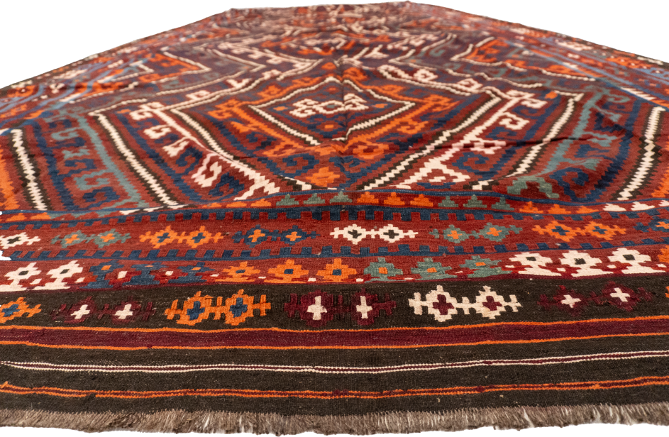 W 10 - L 23 - Kilim Fine Geometric Rectangle - Finest Hand-Made Quality Wool - 56935