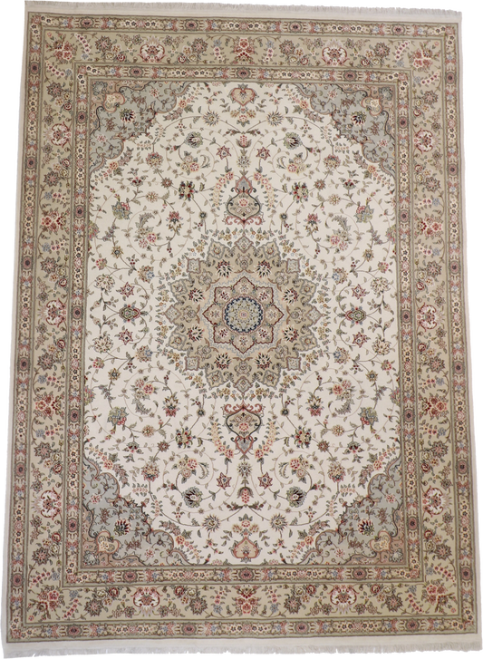 W 8.10 L 12 Tabriz 100% Silk Hand-Woven Floral Design - 56937