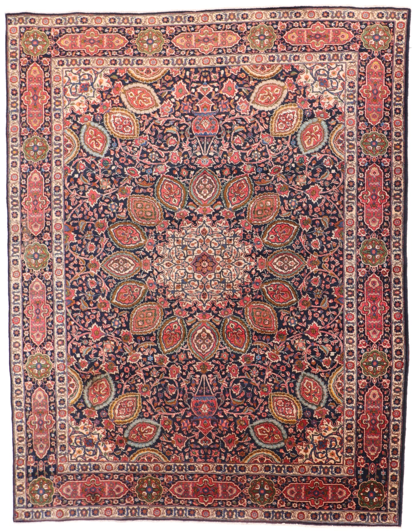 W 9.4 L 11.10 Tabriz 100% Wool Hand-Woven Floral Design - 56946
