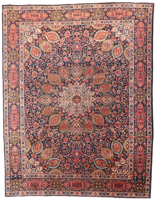 W 9.4 L 11.10 Tabriz 100% Wool Hand-Woven Floral Design - 56946