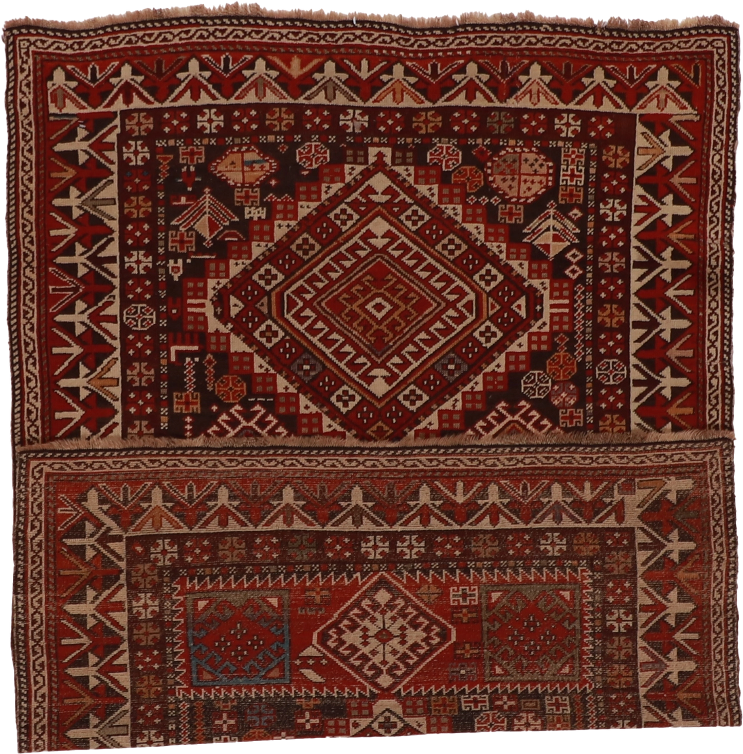 W 3.10 - L 5.4 - Karageh Fine/Wool Geometric Rectangle - Finest Hand-Knotted Quality Wool - 56958