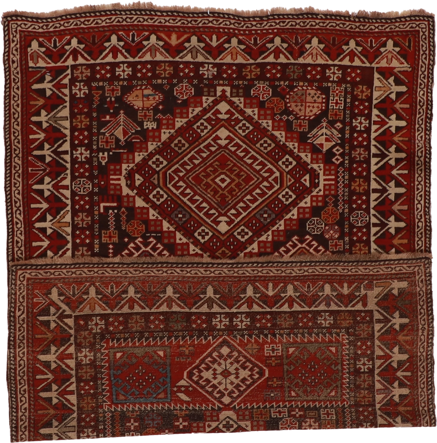 W 3.10 - L 5.4 - Karageh Fine/Wool Geometric Rectangle - Finest Hand-Knotted Quality Wool - 56958