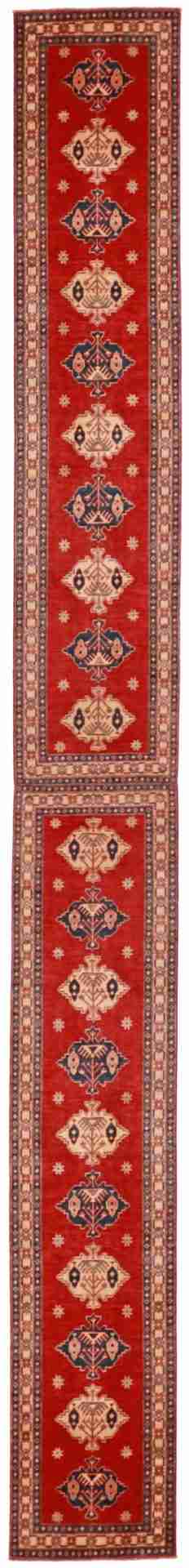 W 2.9 - L 25.5 - Bijar Wool Geometric Rectangle - Finest Hand-Knotted Quality Wool - 56972