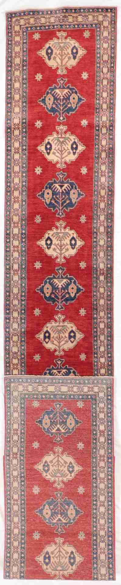 W 2.9 - L 25.5 - Bijar Wool Geometric Rectangle - Finest Hand-Knotted Quality Wool - 56972