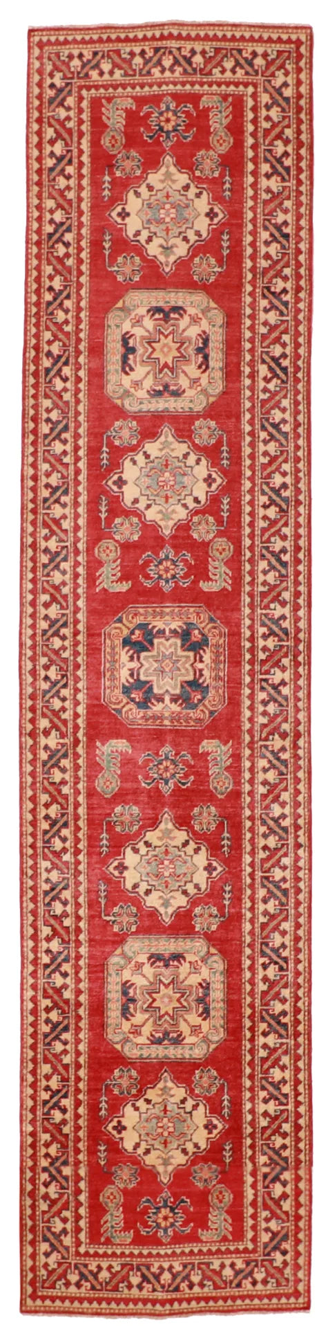 2.9 x 25 - Karageh Wool Geometric Rectangle - Finest Hand-Knotted Quality Wool — 56974