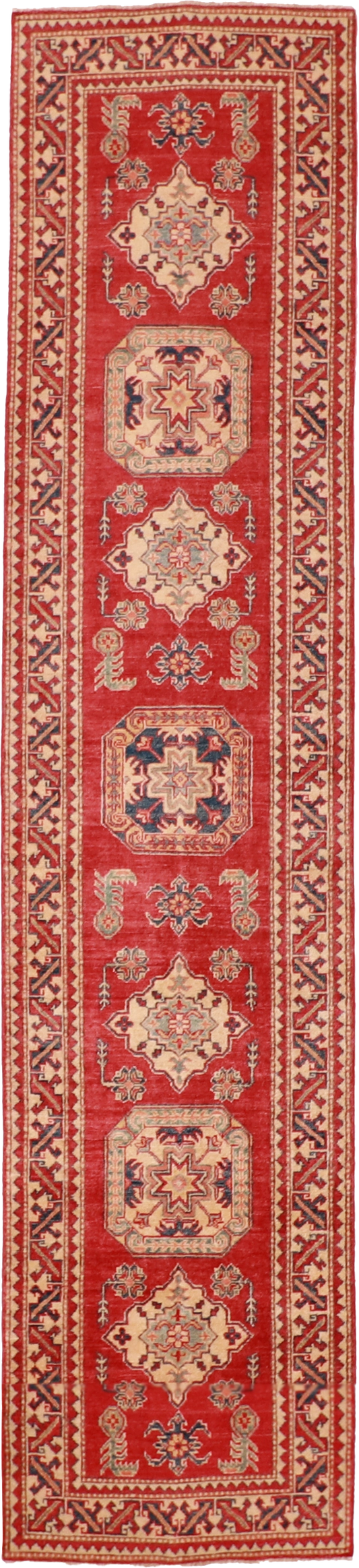 W 2.9 L 25 Karageh Runner 100% Wool Hand-Woven Geometric Design - 56974