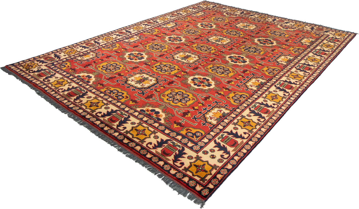 W 8.2 L 10.7 Malayer 100% Wool Hand-Woven All-Over Design - 57053