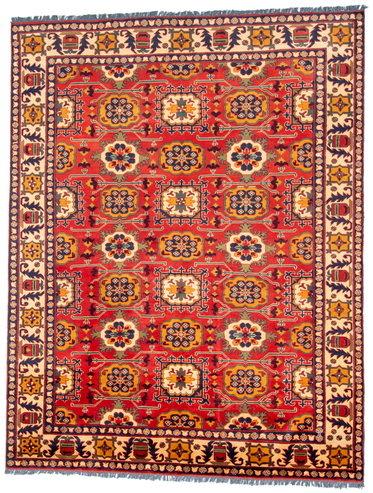W 8.2 L 10.7 Malayer 100% Wool Hand-Woven All-Over Design - 57053