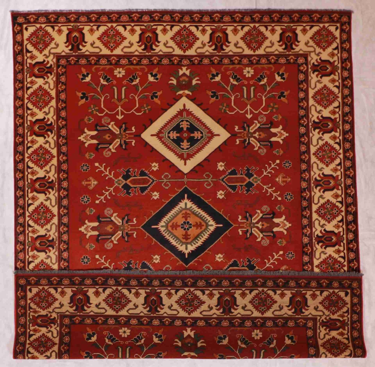 W 8.1 - L 11.3 - Traditional Wool Hamadan - Hand Woven Rug All Over Design - 57056