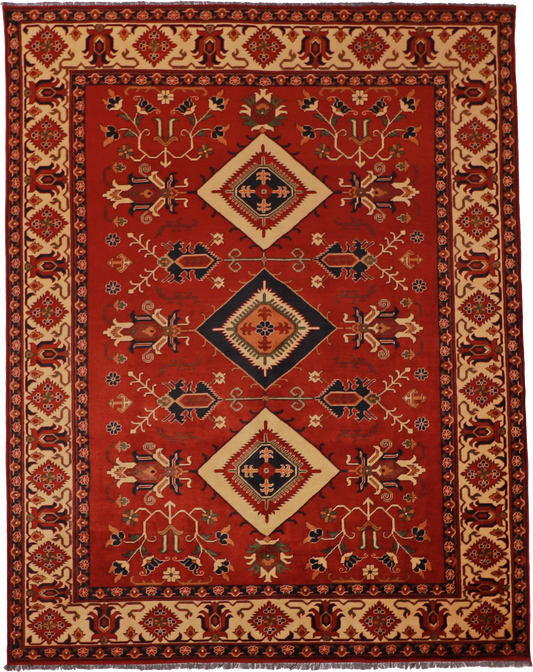 W 8.1 L 11.3 Hamadan 100% Wool Hand-Woven All-Over Design - 57056