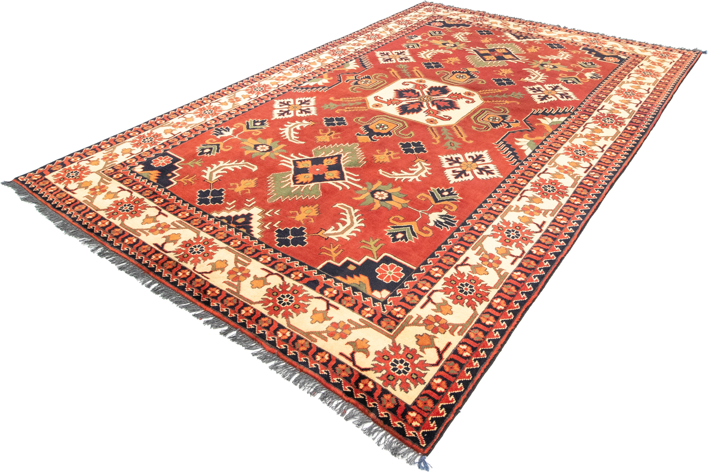 W 6.8 L 9.8 Kazak 100% Wool Hand-Woven Geometric Design - 57061