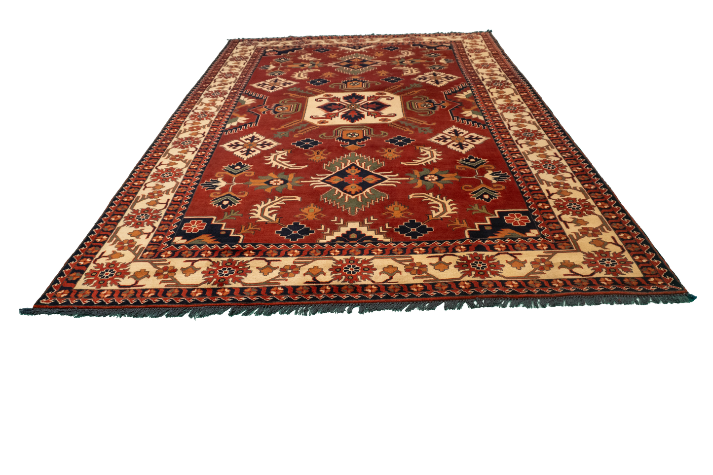 W 6.8 L 9.8 Kazak 100% Wool Hand-Woven Geometric Design - 57061