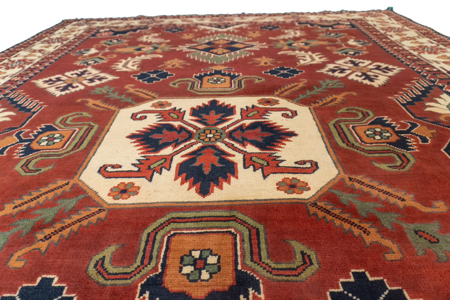 W 6.8 L 9.8 Kazak 100% Wool Hand-Woven Geometric Design - 57061