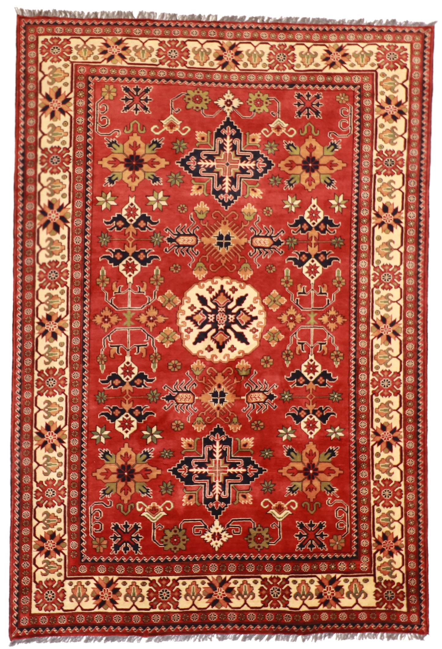 W 6.7 L 9.9 Gashgaie 100% Wool Hand-Woven Geometric Design - 57064
