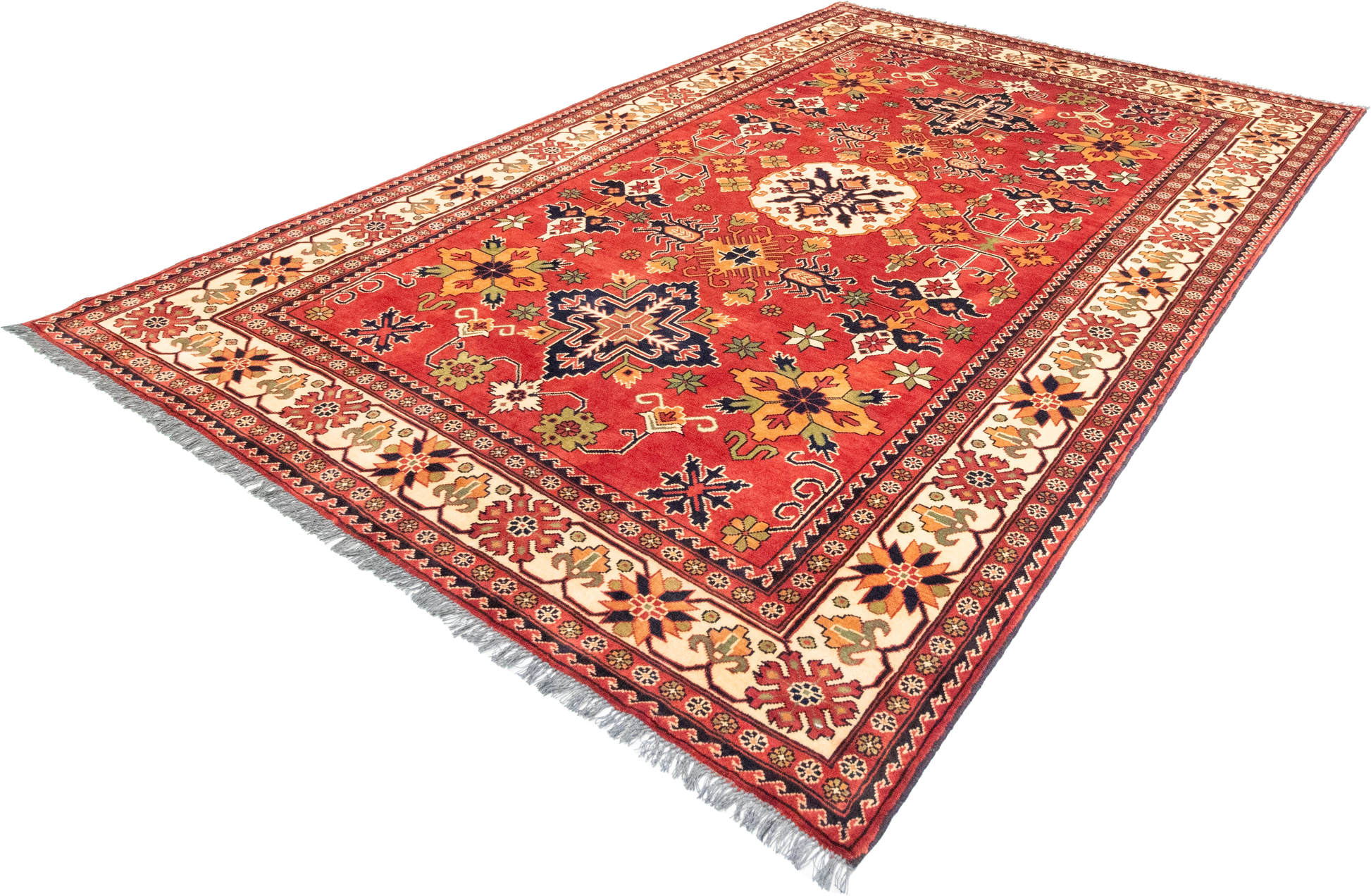W 6.7 L 9.9 Gashgaie 100% Wool Hand-Woven Geometric Design - 57064