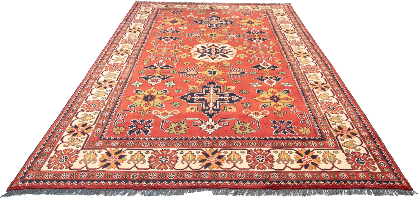 W 6.7 L 9.9 Gashgaie 100% Wool Hand-Woven Geometric Design - 57064