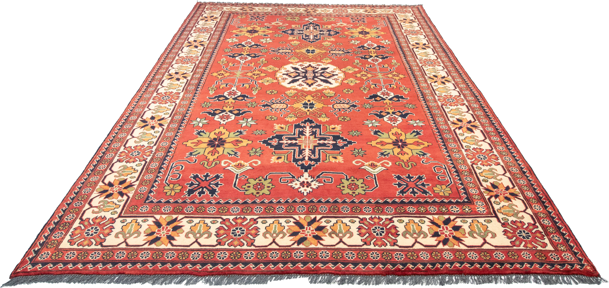W 6.7 L 9.9 Gashgaie 100% Wool Hand-Woven Geometric Design - 57064
