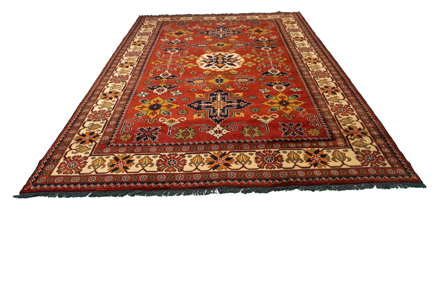 W 6.7 L 9.9 Gashgaie 100% Wool Hand-Woven Geometric Design - 57064