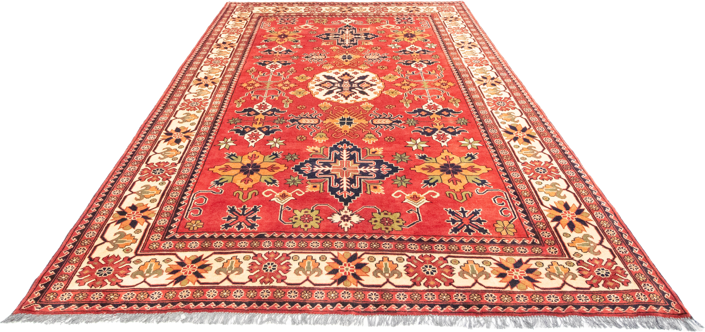 W 6.7 L 9.9 Gashgaie 100% Wool Hand-Woven Geometric Design - 57064