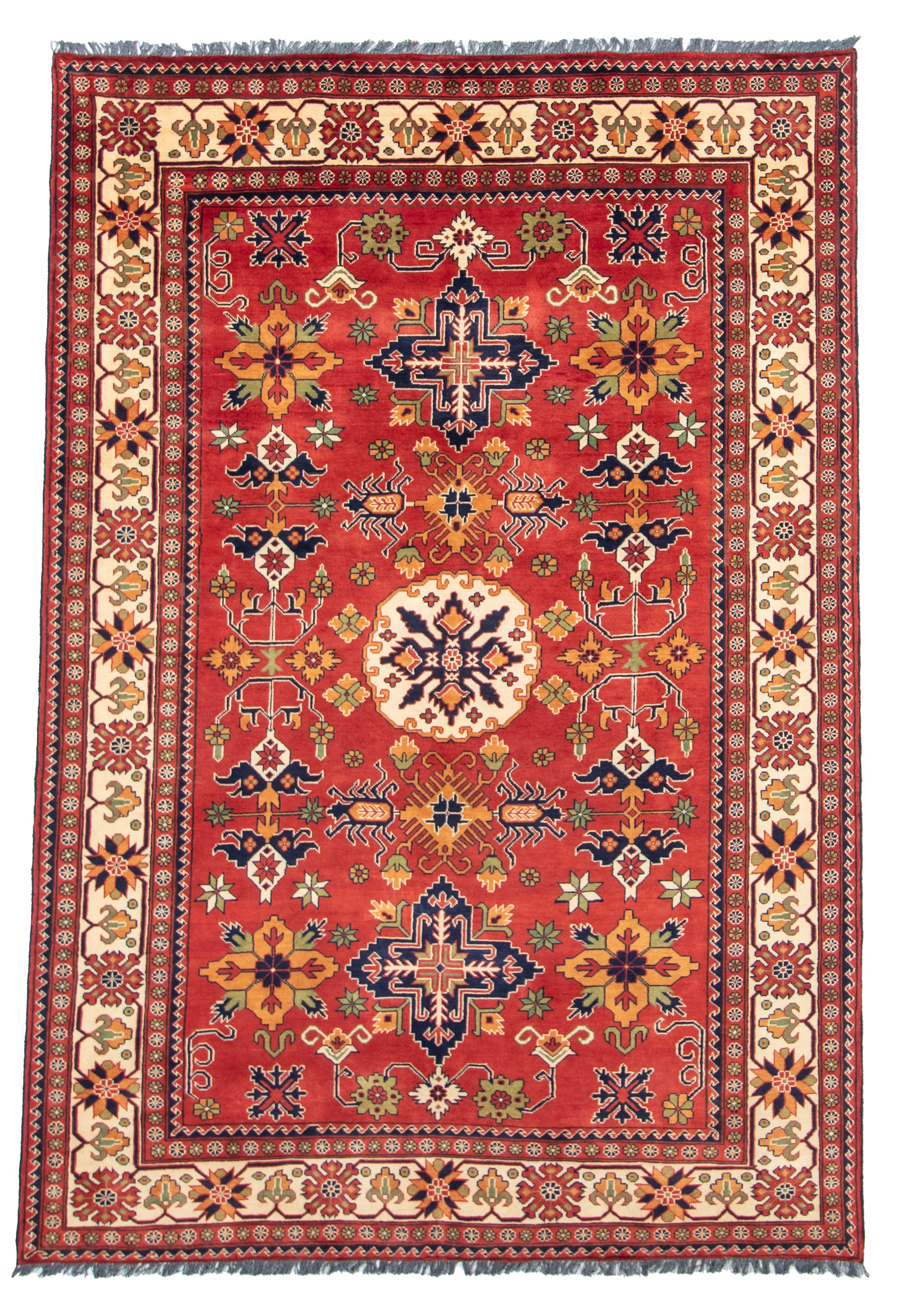W 6.7 L 9.9 Gashgaie 100% Wool Hand-Woven Geometric Design - 57064