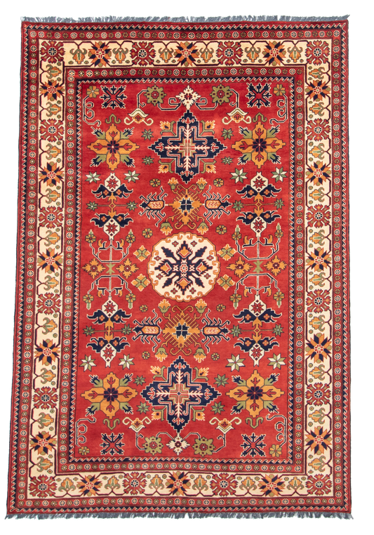 W 6.7 L 9.9 Gashgaie 100% Wool Hand-Woven Geometric Design - 57064