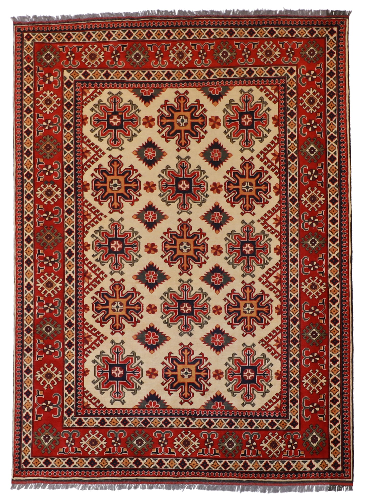 W 6.8 L 9.3 Mahal 100% Wool Handmade Geometric Design - 57065