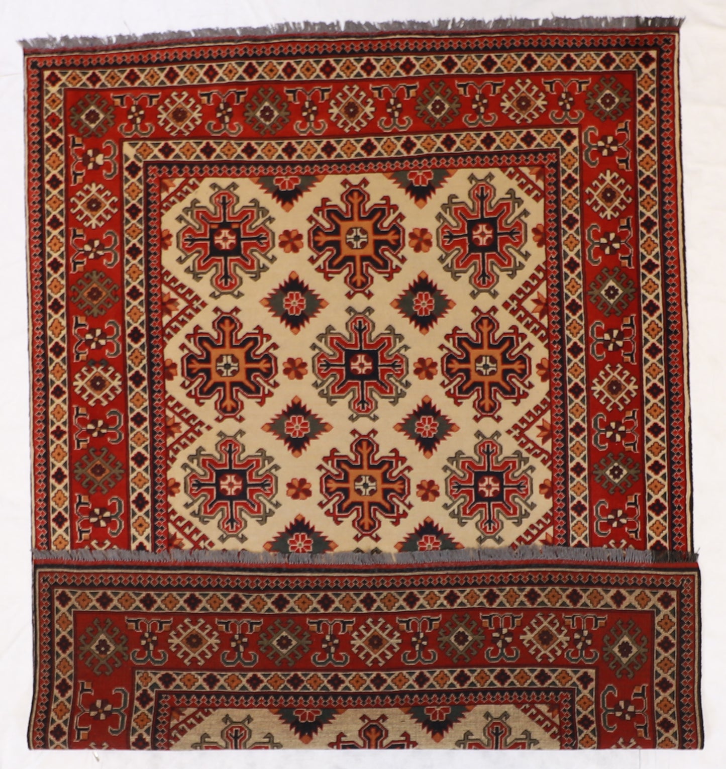W 6.8 L 9.3 Mahal 100% Wool Handmade Geometric Design - 57065