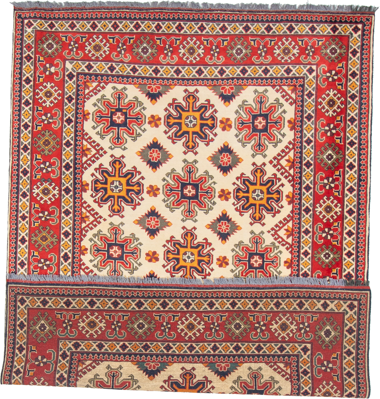 W 6.8 L 9.3 Mahal 100% Wool Hand-Woven Geometric Design - 57065