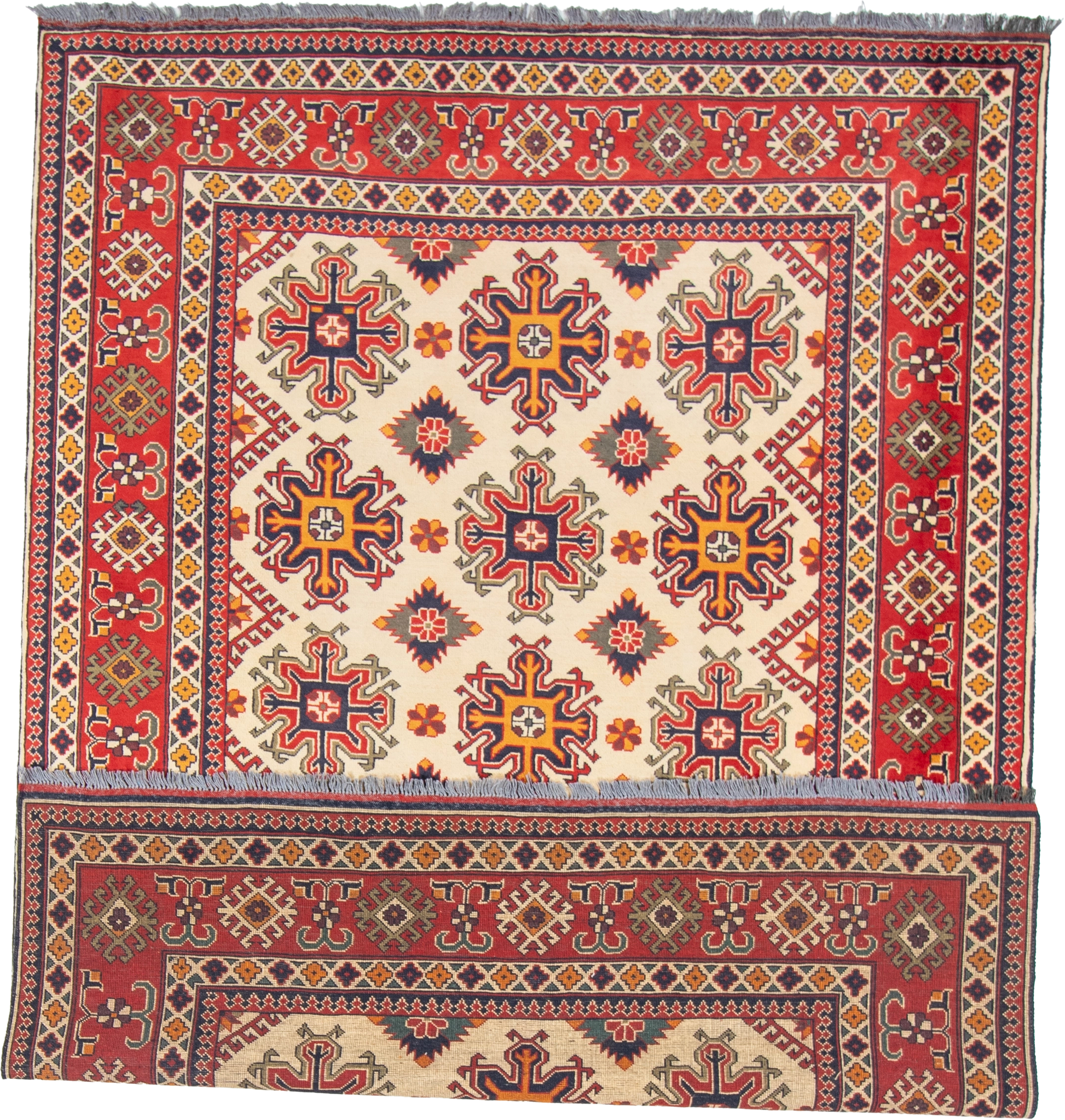 W 6.8 L 9.3 Mahal 100% Wool Hand-Woven Geometric Design - 57065