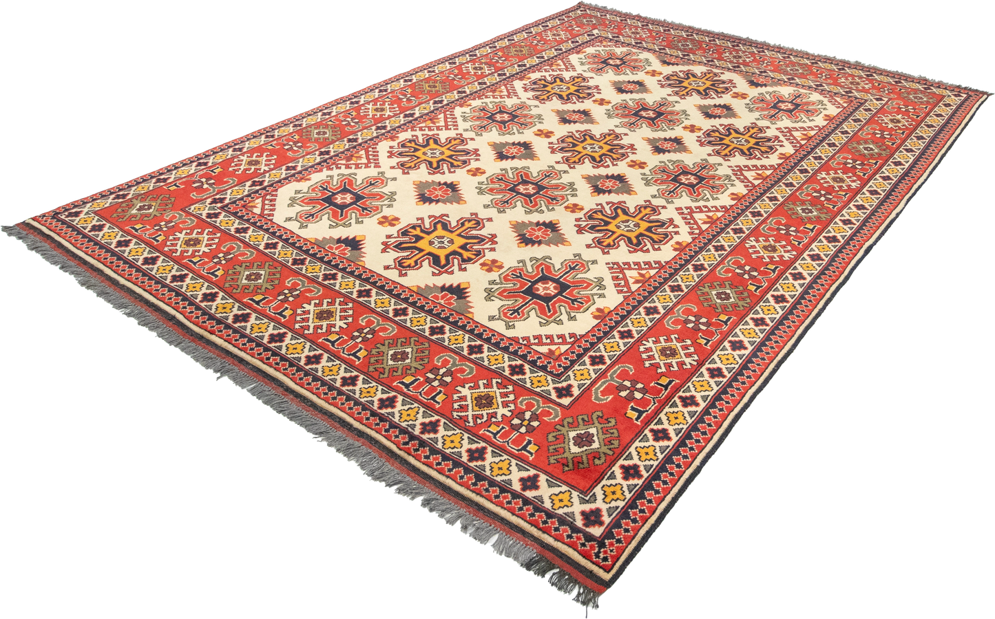 W 6.8 L 9.3 Mahal 100% Wool Hand-Woven Geometric Design - 57065