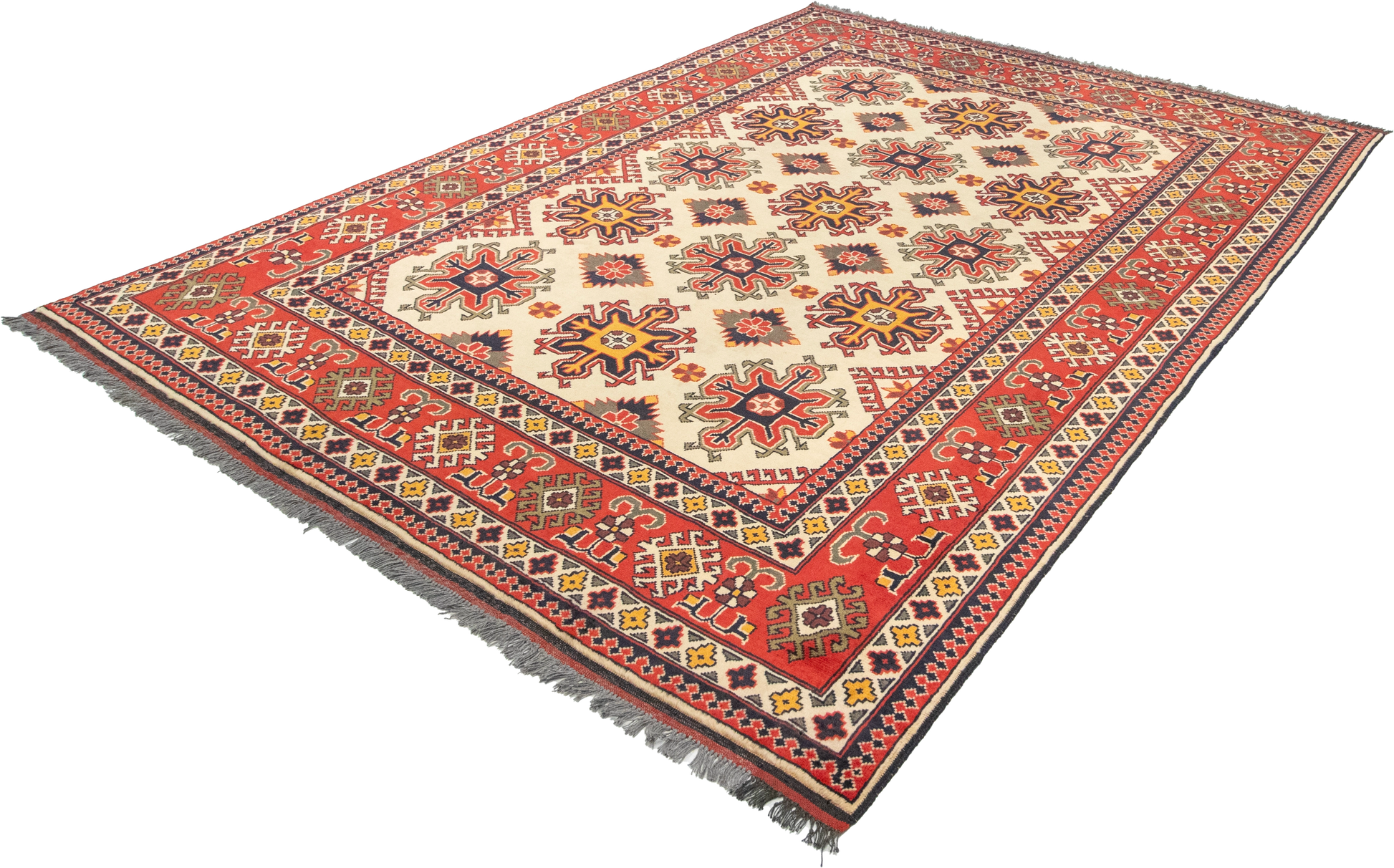 W 6.8 L 9.3 Mahal 100% Wool Hand-Woven Geometric Design - 57065