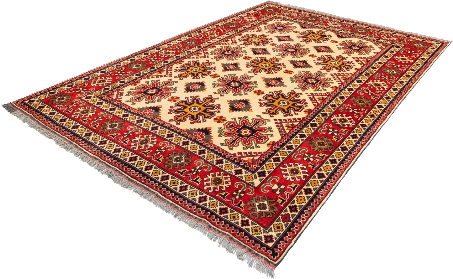 W 6.8 L 9.3 Mahal 100% Wool Hand-Woven Geometric Design - 57065