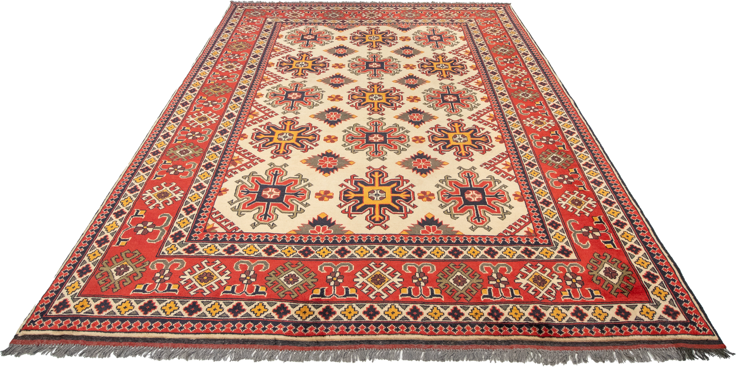 W 6.8 L 9.3 Mahal 100% Wool Hand-Woven Geometric Design - 57065