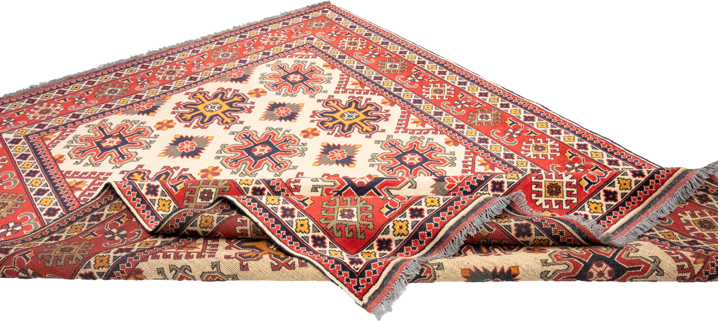 W 6.8 L 9.3 Mahal 100% Wool Hand-Woven Geometric Design - 57065