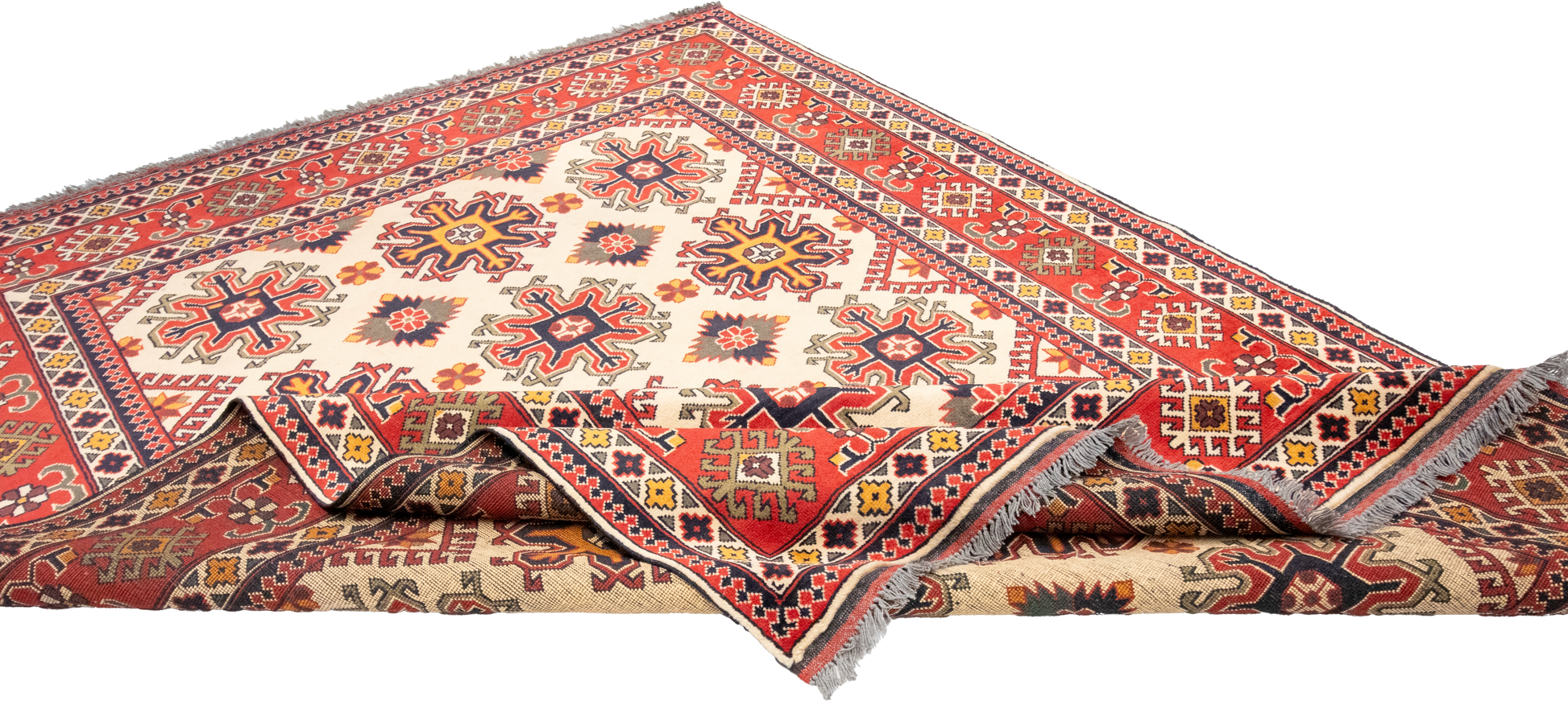W 6.8 L 9.3 Mahal 100% Wool Hand-Woven Geometric Design - 57065