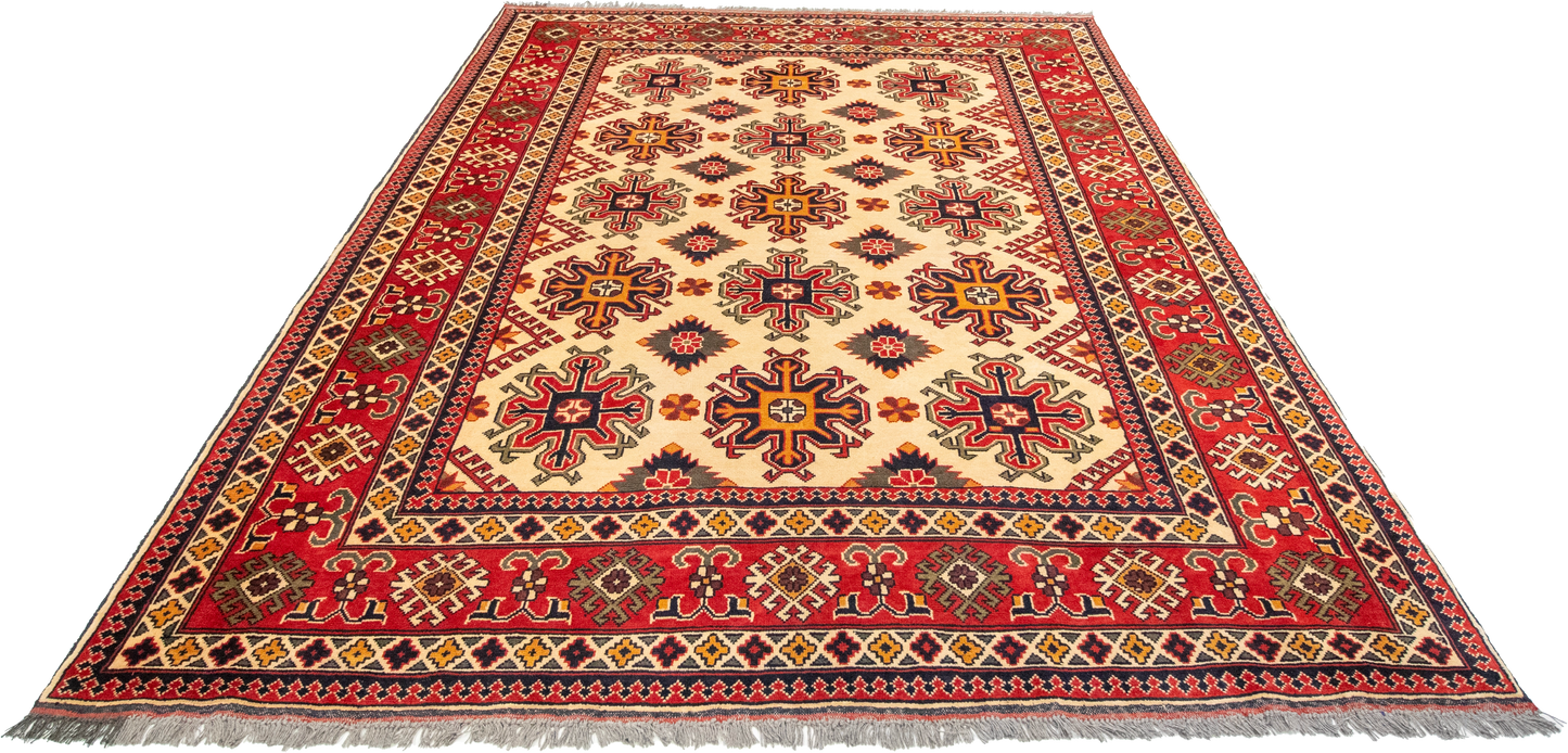W 6.8 L 9.3 Mahal 100% Wool Hand-Woven Geometric Design - 57065